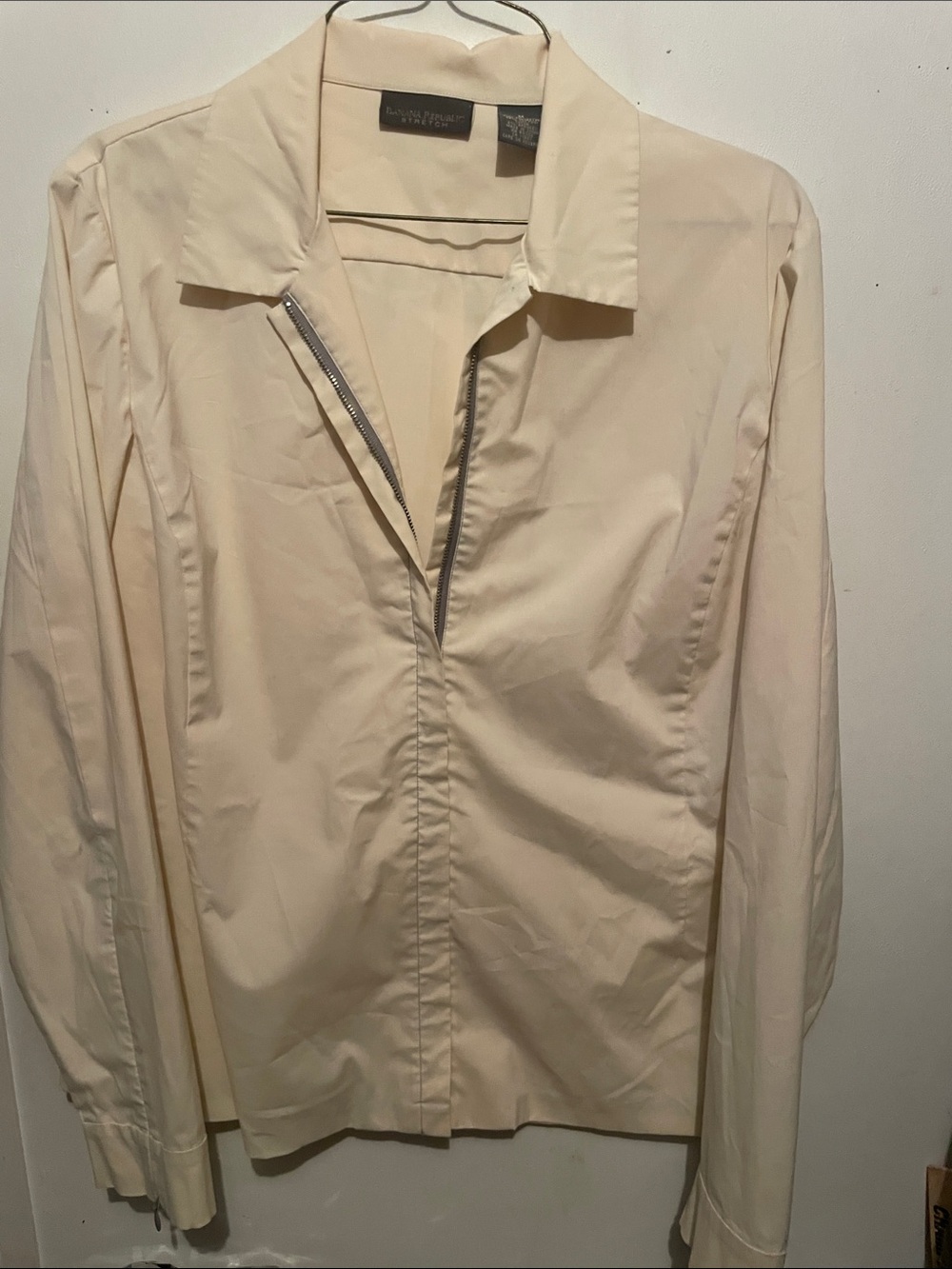 Banana Republic Cream Zip-Front Bomber Jacket